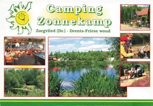 AK / Ansichtskarte  Zorgvlied Camping Zonnekamp Restaurant Teich Radfahren Tierzoo Pferdewagen