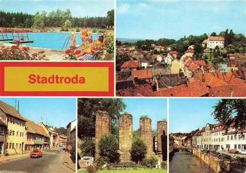 AK / Ansichtskarte 73985384 Stadtroda Freibad Teilansicht Strasse der DSF Klosterruine Strasse des Friedens