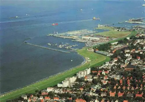 AK / Ansichtskarte 73985405 CUXHAVEN_Nordseebad Grimmershoernbucht mit Faehr- und Jachthafen