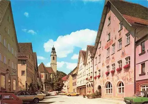 AK / Ansichtskarte 73985406 Horb_Neckar Motiv in der Altstadt Fassadenmalerei Blick zur Kirche Schoenste deutsche Stadtsilhouette