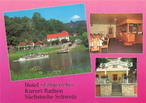 AK / Ansichtskarte 73985472 Rathen_Saechsische Schweiz Hotel Ergericht Uferpartie an der Elbe