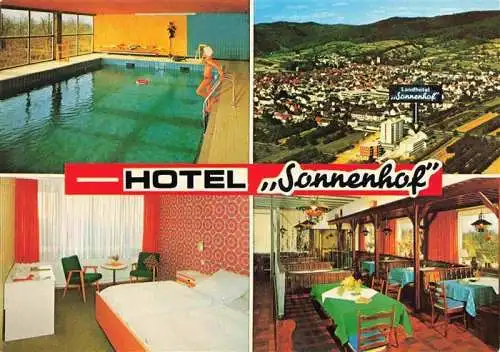 AK / Ansichtskarte 73985579 Leutershausen_Hirschberg_Bergstrasse Hotel Sonnenhof Hallenbad Zimmer Gastraum