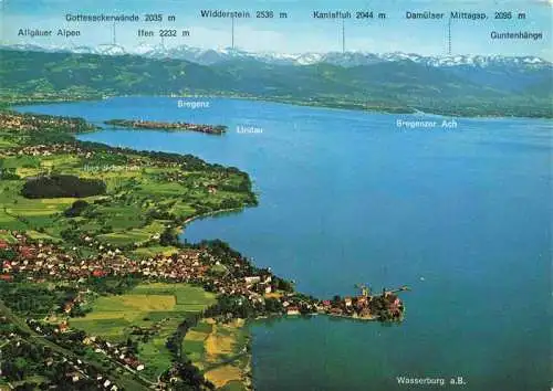 AK / Ansichtskarte  Wasserburg_Bodensee mit dem oestlichen Obersee Fliegeraufnahme