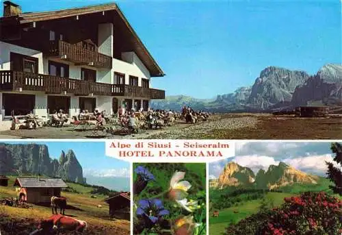 AK / Ansichtskarte 73985690 Seiseralm__Seiseralpe_Alpe_di_Siusi_Trentino_IT Hotel Panorama Sonnenterrasse Landschaftspanorama Alpenflora Dolomiten