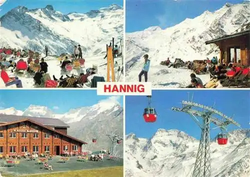 AK / Ansichtskarte  Saas-Fee_VS Berg-Restaurant Hannig Sonnenterrasse Bergbahn Skigebiet Walliser Alpen