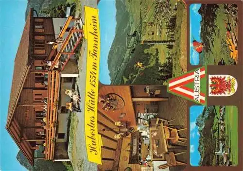 AK / Ansichtskarte 73985734 Tannheim_1097m_Tirol_AT Hubertus-Huette Gastraum Sessellift zum Neunerkoepfle Drachenfliegen