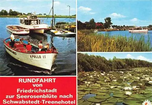 AK / Ansichtskarte 73985917 Friedrichstadt_Eider Rundfahrt zur Seerosenbluete nach Schwabstedt Treenehotel