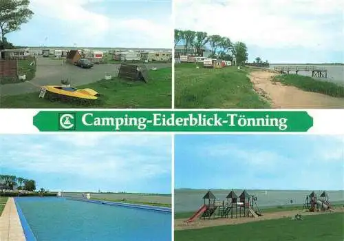 AK / Ansichtskarte 73986080 Toenning_Nordseebad Camping Eiderblick Freibad Kinderspielplatz Promenade