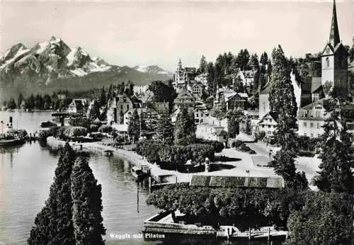 AK / Ansichtskarte  Weggis_Vierwaldstaettersee Teilansicht mit Blick auf Pilatus