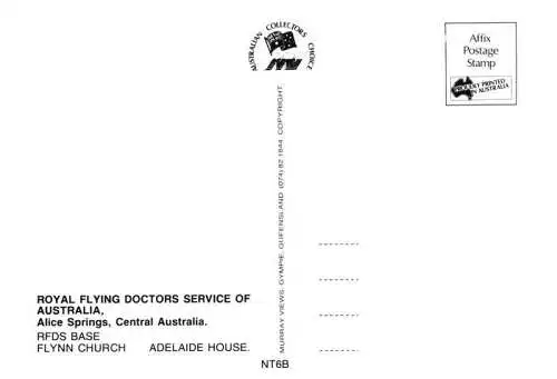 AK / Ansichtskarte  Alice_Springs_Australia Royal Flying Doctors Service of Australia RFDS Base Flynn Church Adelaide House