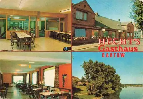 AK / Ansichtskarte 73986108 Gartow_Elbe Hecht's Gasthaus Hotel Pension am Gartower See Kegelbahn Gaststubbe