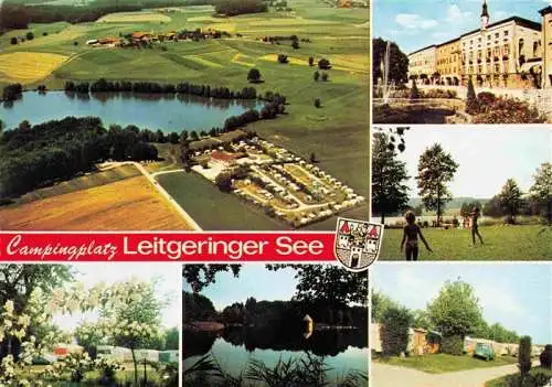 AK / Ansichtskarte  Tittmoning_Salzach Campingplatz Leitgeringer See Luftaufnahme Ortszentrum