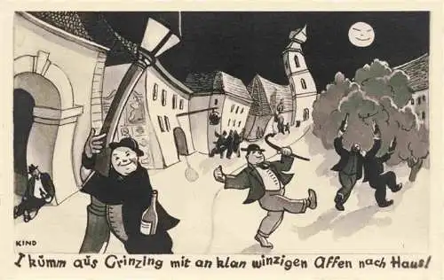 AK / Ansichtskarte  Grinzing_Doebling_Wien_AT Zechtour Karikatur