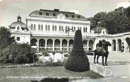 AK / Ansichtskarte  Baden__Wien_AT Kurhaus und Standbild Der nackte Reiter