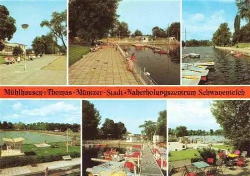 AK / Ansichtskarte  Muehlhausen__Thueringen Naherholungszentrum Schwanenteich Promenade Schwimmbad Freiterrasse