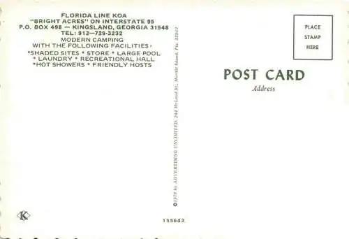 AK / Ansichtskarte  Kingsland_Georgia Florida Line Koa Bright Acres Modern Camping Swimming Pool