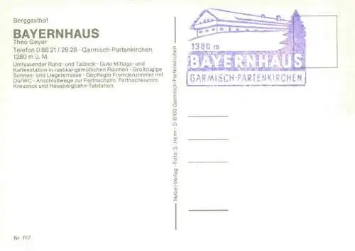 AK / Ansichtskarte  GARMISCH-PARTENKIRCHEN Berggasthof Bayernhaus