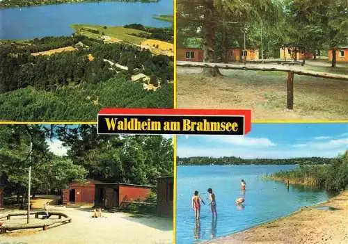 AK / Ansichtskarte 73986730 Waldheim_Brahmsee Ev Jugendheim Fliegeraufnahme Park Strandpartie