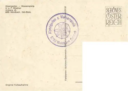 AK / Ansichtskarte  Waldbach_Steiermark_AT Alpengarten Wasserspiele