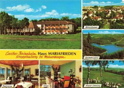 AK / Ansichtskarte  Kropplenberg_Meinerzhagen Caritas Ferienheim Haus Mariafrieden Tagesraum Diele Kindererholung Stadtpanorama Genkeltalsperre