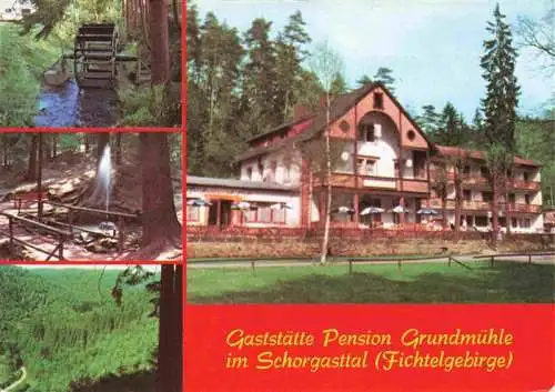 AK / Ansichtskarte 73986867 Marktschorgast Gaststaette Pension Grundmuehle im Schorgasttal Fichtelgebirge Wasserrad