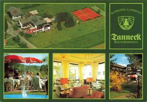 AK / Ansichtskarte 73986917 BAD_WoeRISHOFEN Kurhotel Landhaus Tanneck Luftaufnahme Restaurant Terrasse Tennisplaetze