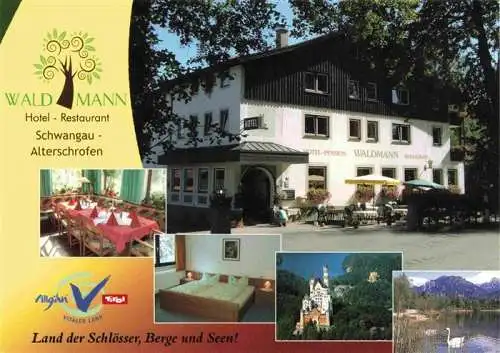 AK / Ansichtskarte 73986927 Alterschrofen_Schwangau Hotel Restaurant Waldmann Schloss Neuschwanstein Partie am See