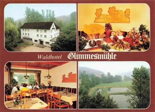 AK / Ansichtskarte  BAD_HERSFELD Waldhotel Glimmesmuehle Gastraum Landschaftspanorama Teiche