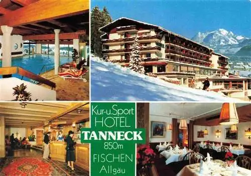 AK / Ansichtskarte  Fischen_Allgaeu Kur- und Sporthotel Tanneck Hallenbad Rezeption Restaurant Winterpanorama Allgaeuer Alpen