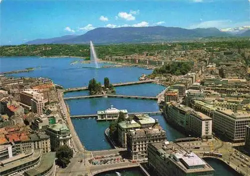 AK / Ansichtskarte  GENEVE_Genf_GE Les ponts sur le Rhône et la rade vus d'avion