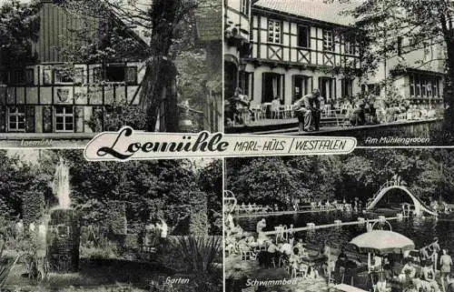 AK / Ansichtskarte  Huels_Marl_Recklinghausen_NRW Loemuehle Am Muehlengraben Garten Schwimmbad