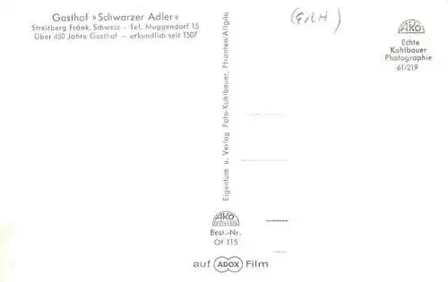 AK / Ansichtskarte  Streitberg_Oberfranken Gasthof Schwarzer Adler
