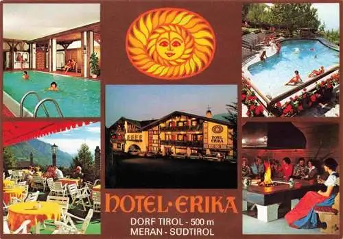 AK / Ansichtskarte  Dorf-Tirol_Suedtirol_IT Hotel Erika Restaurant Terrasse Swimming Pool Hallenbad