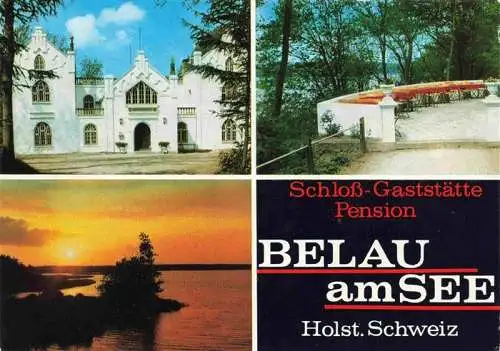 AK / Ansichtskarte  Belau_Wankendorf Schloss-Gaststaette Pension Belau am See Sonnenuntergang