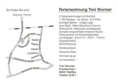 AK / Ansichtskarte 73987425 Staffelstein Ferienwohnungen Toni Wurmer