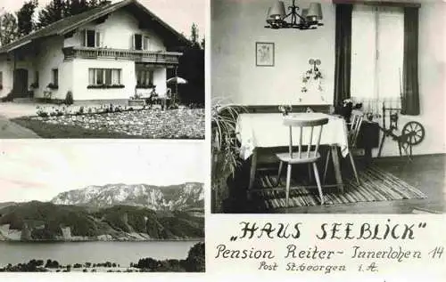 AK / Ansichtskarte  Innerlohen_St_Georgen_Attergau_Traunviertel_AT Haus Seeblick Gaststube Panorama