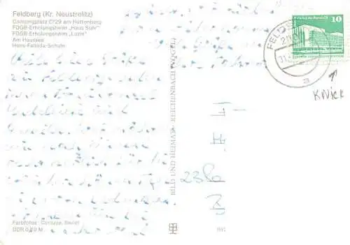 AK / Ansichtskarte  Feldberg_Mecklenburg Campingplatz am Huettenberg FDGB Erholungsheime Am Haussee Hans-Fallada-Schule