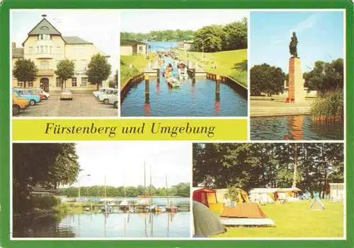 AK / Ansichtskarte  Fuerstenberg__Havel Rathaus Schleuse Mahn- und Gedenkstaette Ravensbrueck Bootshafen Campingplatz am Roeblinsee