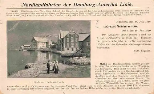 AK / Ansichtskarte 73987729 Odde_Odda_Norway Am Hardangerfjord Nordlandfahrten der Hamburg-Amerika-Linie