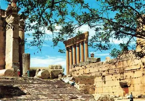 AK / Ansichtskarte 73987889 Baalbek_Baalbeck_Lebanon The Steps of Bacchus Temple and the Six Columns of Jupiter