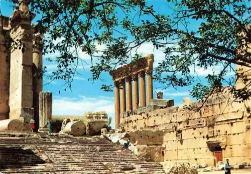 AK / Ansichtskarte  Baalbek_Baalbeck_Lebanon The Steps of Bacchus Temple and the Six Columns of Jupiter