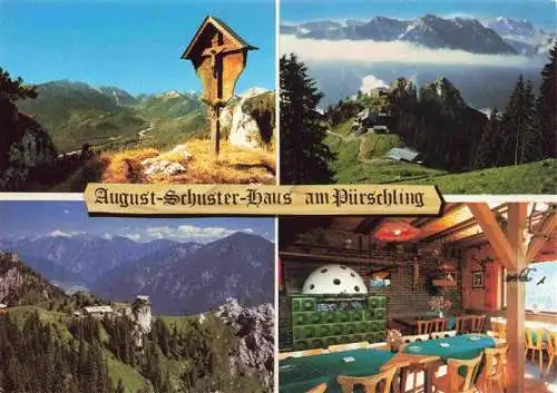 AK / Ansichtskarte  Unterammergau August Schuster Haus am Puerschling Gaststube Wegekreuz Panorama