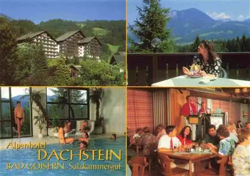 AK / Ansichtskarte 73987939 Bad_Goisern_Salzkammergut_AT Alpenhotel Dachstein Hallenbad Gaststube Terrasse