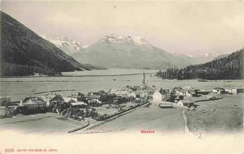 AK / Ansichtskarte  Bevers_Maloja_GR Gesamtansicht mit Alpenpanorama