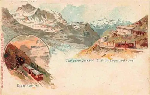 AK / Ansichtskarte  Jungfraubahn_BE Station Eigergletscher Eigertunnel Berner Alpen Kuenstlerkarte