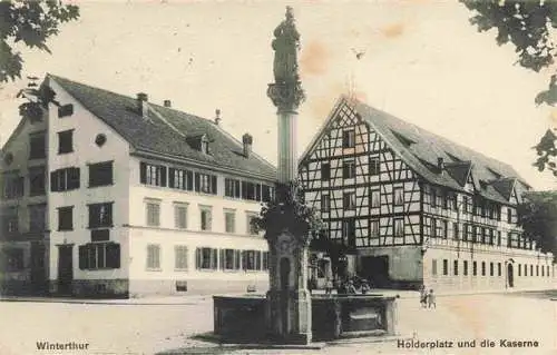 AK / Ansichtskarte  WINTERTHUR__ZH Holderplatz Brunnen Kaserne