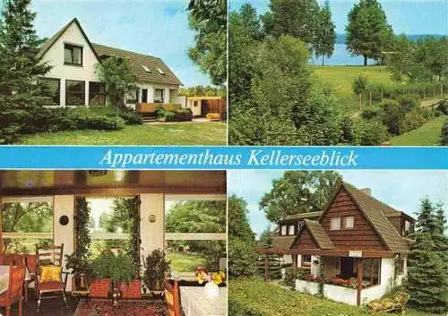 AK / Ansichtskarte 73988133 Malente-Gremsmuehlen Appartementhaus Kellerseeblick Gastraum Park Terrasse