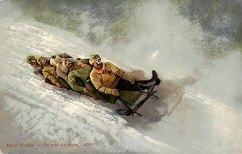 AK / Ansichtskarte  Schlitten_Bobsleigh_Traineaux-- Louis Burgy & Co Nr. 497 Course de bobs 