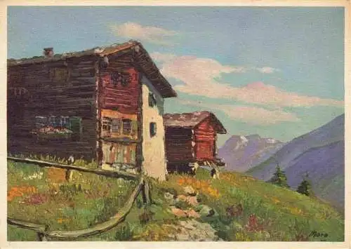 AK / Ansichtskarte  Hohnegg_Saas-Fee_VS Bergdorf Kuenstlerkarte