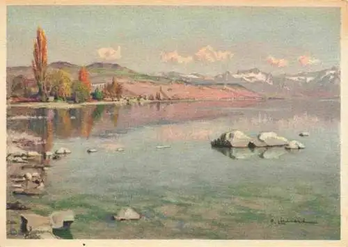 AK / Ansichtskarte  Chamblandes_Pully_VD Panorama Genfersee Alpen Kuenstlerkarte